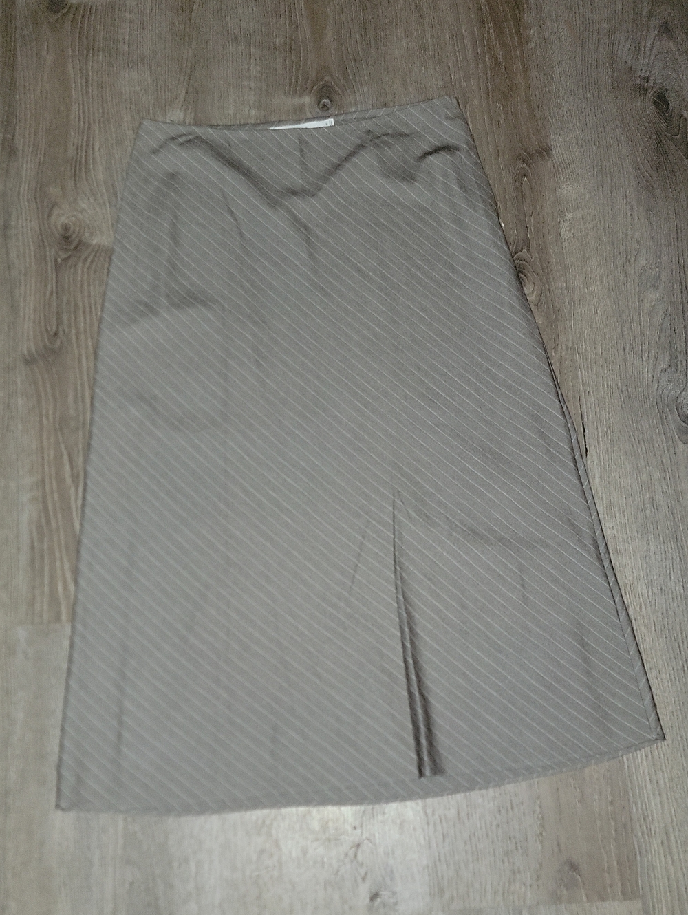 Astr Taupe Pinstripe A-Line Skirt